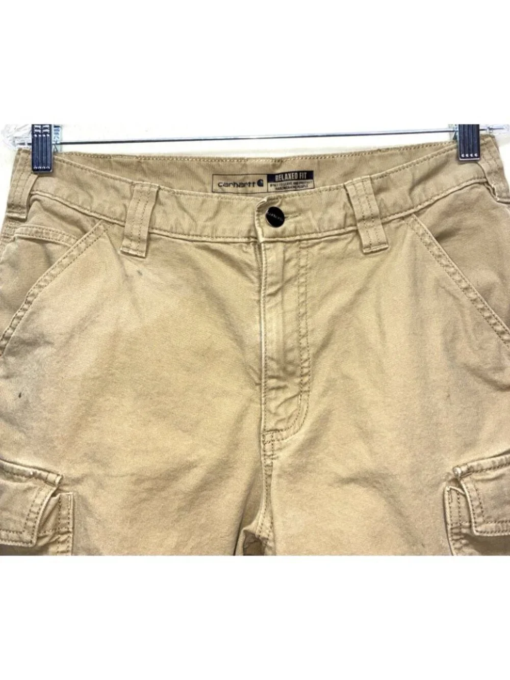 Carhartt RipStop Relaxed Fit Cargo Shorts Khaki Utility Workwear Men 32 #b